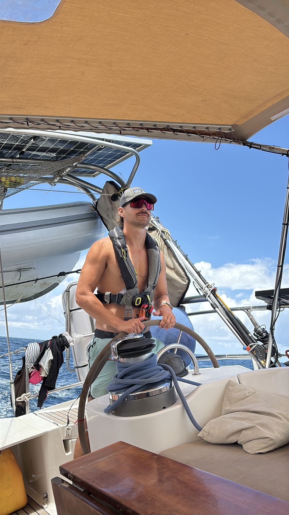 Felix at the helm in the tropics