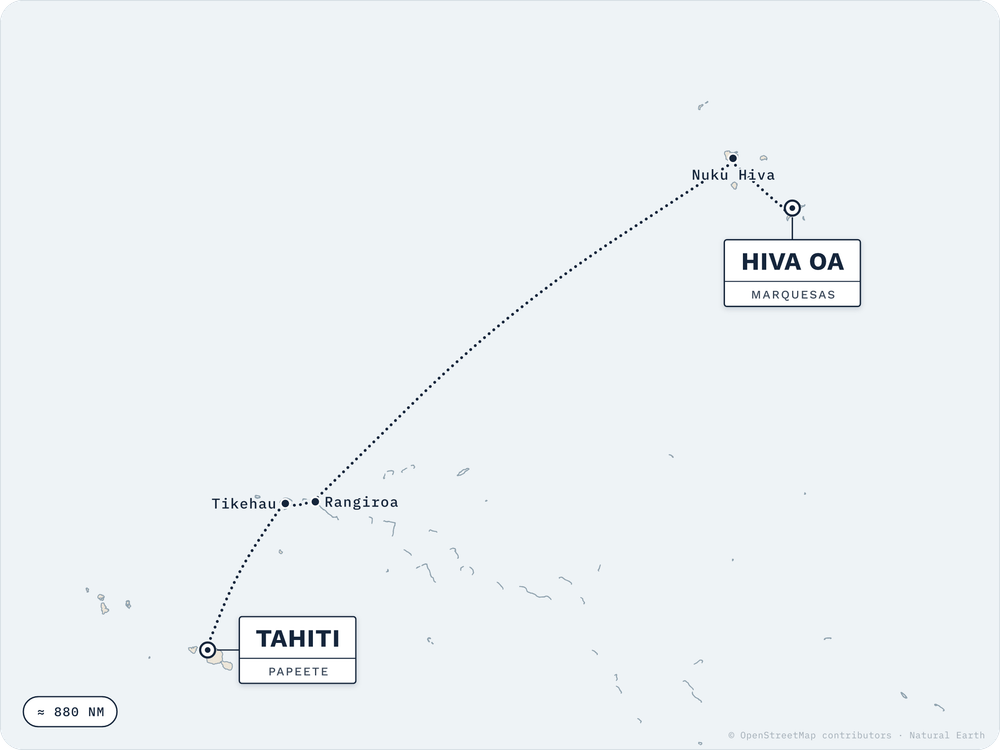 Route map: Tahiti → Marquesas